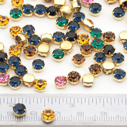Lot 100 pcs 5 mm Vintage Round brass prong setting faceted rhinestones wedding design fancy chaton stones