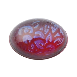 Czech vintage Dragons breath Mexican fire opal oval glass cabochon 20x15mm