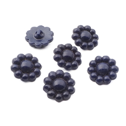 Lot (6) Czech 1920's Vintage Deco blue flower glass buttons 18mm