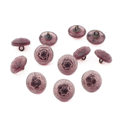 Lot (12) Czech 1920's Vintage purple amethyst flower glass buttons 13mm