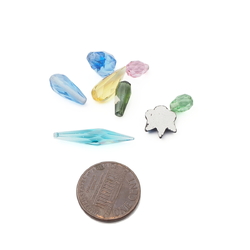 Lot (8) Czech vintage assorted glass rhinestones beads headpins flatbacks