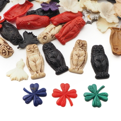 Lot (75) vintage 1940's plastic owl flower jewelry design findings