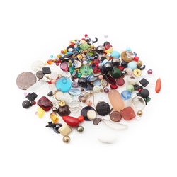 Lot (250+) Czech vintage assorted glass cabochons rhinestones beads buttons findings