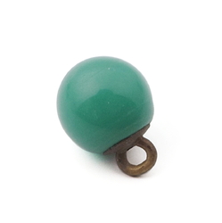 Antique Czech jade green ball glass button 11mm