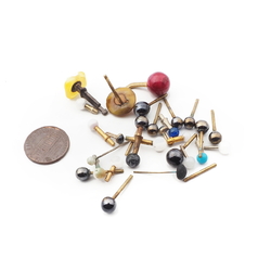 Lot (28) vintage glass bead headpin earring cufflink jewelry findings