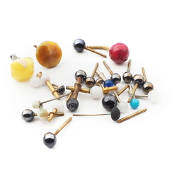 Lot (28) vintage glass bead headpin earring cufflink jewelry findings