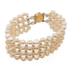 Vintage Czech bracelet pearl disc glass beads