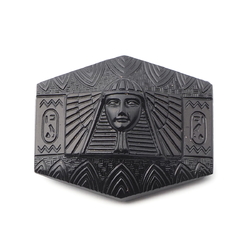 Vintage Czech Egyptian revival black Pharaoh glass button 32mm