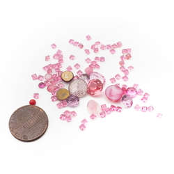 Lot (100) Czech vintage pink glass rhinestones cabochons