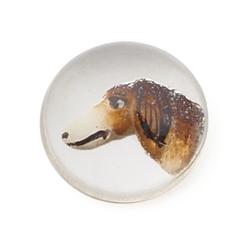 Czech antique intaglio dog clear glass cabochon 12mm