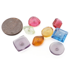 Lot (8) Czech antique transparent glass rosarian pin shank button elements