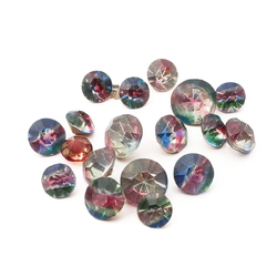 Lot (18) antique Czech rainbow bicolor glass rhinestones