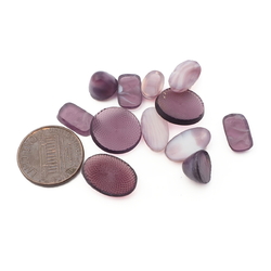 Lot (12) Czech vintage purple marble moonglow guilloche effect glass cabochons