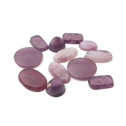 Lot (12) Czech vintage purple marble moonglow guilloche effect glass cabochons