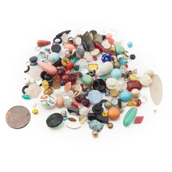 Lot (200+) Czech vintage assorted glass cabochons rhinestones beads findings