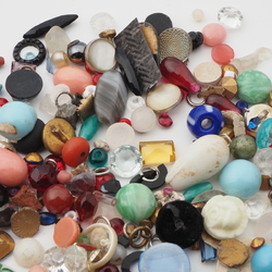 Lot (200+) Czech vintage assorted glass cabochons rhinestones beads findings