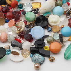 Lot (200+) Czech vintage assorted glass cabochons rhinestones beads findings