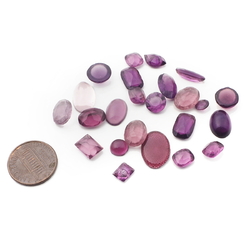 Lot (24) Czech vintage purple pink glass rhinestones cabochons