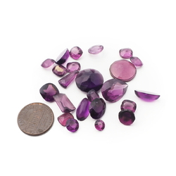Lot (23) Czech vintage purple violet glass rhinestones cabochons