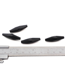 Lot (4) Czech antique oval faceted black glass beads 35mm