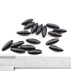 Lot (17) Czech antique oval melon faceted black glass beads 22mm