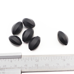 Lot (6) Czech antique oval melon faceted black glass beads