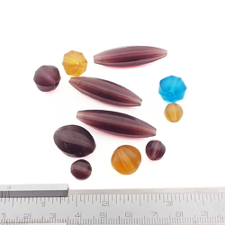 Lot (11) Czech antique oval round melon faceted glass beads