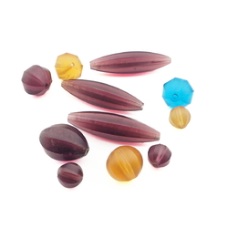 Lot (11) Czech antique oval round melon faceted glass beads
