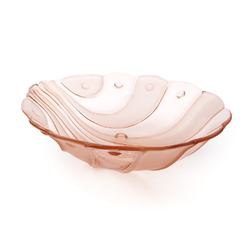 Antique Czech Art Nouveau rosaline pink glass clam shell fruit bowl dish