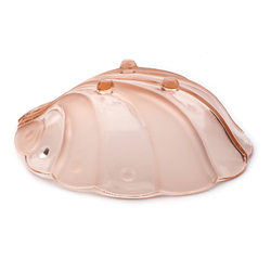 Antique Czech Art Nouveau rosaline pink glass clam shell fruit bowl dish