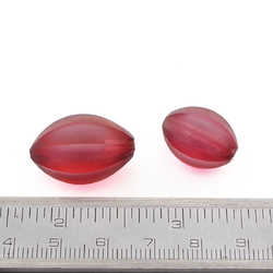 Lot (2) Czech antique oval melon faceted cranberry pink glass beads headpin