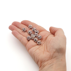 Rhinestone silver tone metal ball beads 10 mm Lt. Amethyst Czech glass lot 12pcs