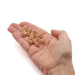 Rhinestone silver tone metal ball beads 10 mm Orange Sun Czech glass lot 16pcs