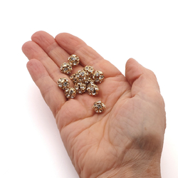 Rhinestone gold tone ball beads 10 mm Clear Crystal Czech glass lot 12pcs