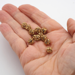 Rhinestone gold tone metal ball beads 8 mm Lt. Topaz Czech glass lot 12pcs