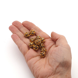 Rhinestone gold tone plated ball beads 12 mm Topaz Czech glass lot 8pcs