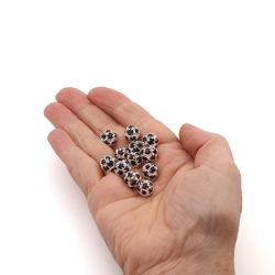Rhinestone silver tone metal ball beads 10 mm Black Czech glass lot 12pcs