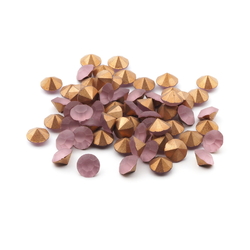 Lot (60) Czech vintage foiled frost pink glass rhinestones 8mm