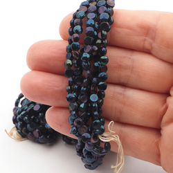 Peacock violet lustre faceted round nailhead flat back glass beads Master Hank 4.3 mm Czech 