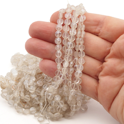 Lustre Clear crysta faceted round nailhead flat back glass beads Master Hank 5.9mm 