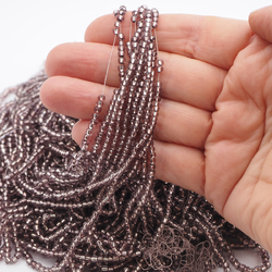 Purple silver lined faceted cut seed glass beads 10/0 170g Vintage Czech