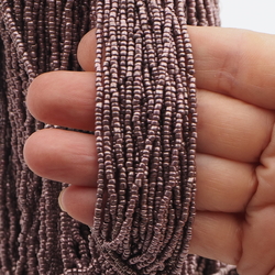 Hank Metallic Copper seed glass beads 12/0 Vintage Czech