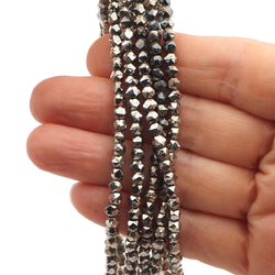 Czech Silver Markazite English cut glass beads Lot 45g 4.1 mm Vintage  - kopie