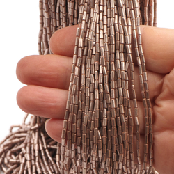 Master Hank Metallic Copper bugle seed glass beads 12/0 Vintage Czech