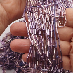 Hank purple silver lined bugle seed glass beads 12/0 350g Vintage Czech