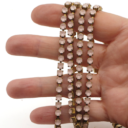 Lot 2.7 meter SS18 4.4mm Frost Pink Rhinestone cup chain Vintage Czech brass Supply epoxy resin ART