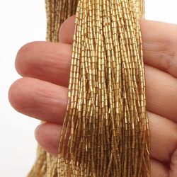 Master Hank Micro gold lined bugle seed glass beads 17/0 Vintage Czech