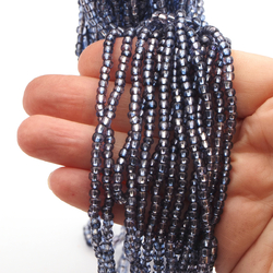 Blu silver lined seed glass beads 6/0 145g Vintage Czech