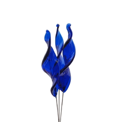 Lot (3) cobalt blue lampwork glass spiral twist flower part headpin glass beads