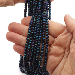 Czech metallic Violet blue peacock blue English cut glass beads Lot 4 mm 1080pcs Vintage 